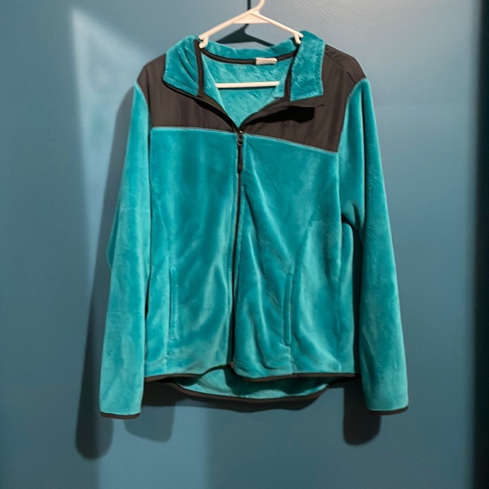 Blue zip up soft jacket